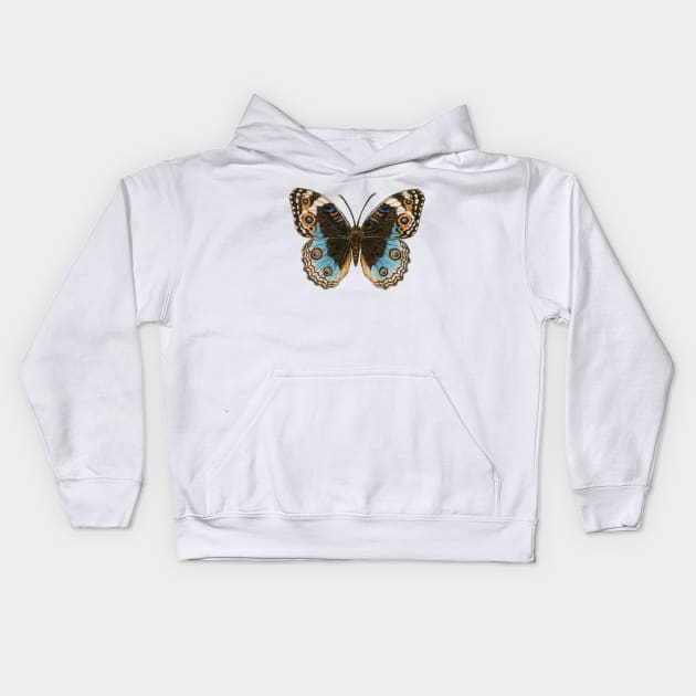 Blue Pansy Butterfly Kids Hoodie by katerinamk